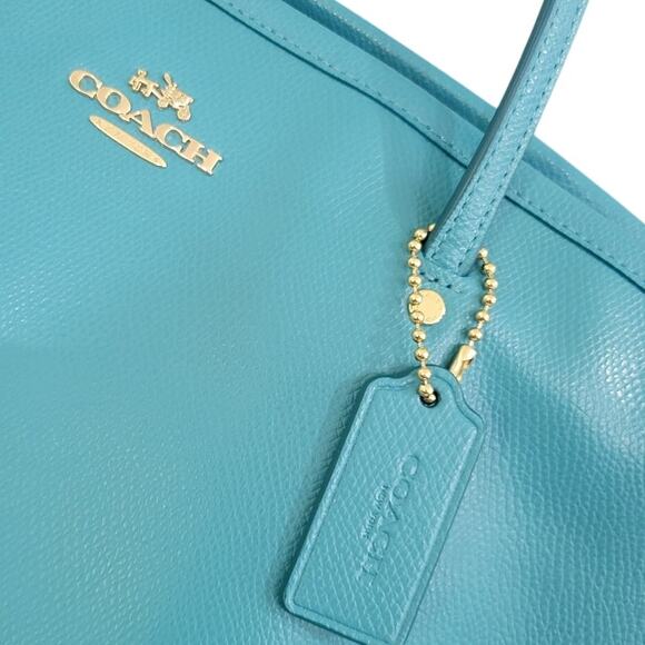 Coach Street Zip Tote Shoulder Bag Crossgrain Leather Womens Handbag Purse Large - Picture 4 of 11